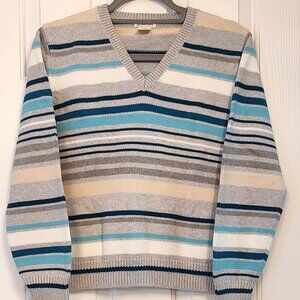 Women's St. John's Bay by JCPenney Large Teal & Gray Striped Sweater